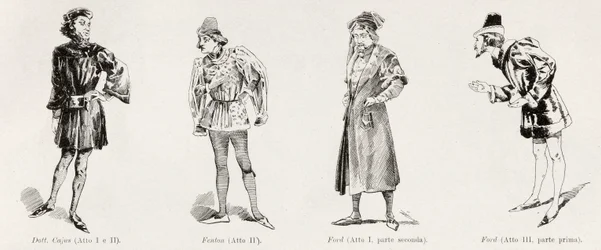 Kostüme aus der Oper Falstaff von Verdi, aus L